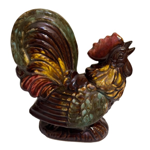 Vintage 1970s Japanese Fighting Rooster Chicken Farmhouse Decor Large Figurine - Picture 1 of 6